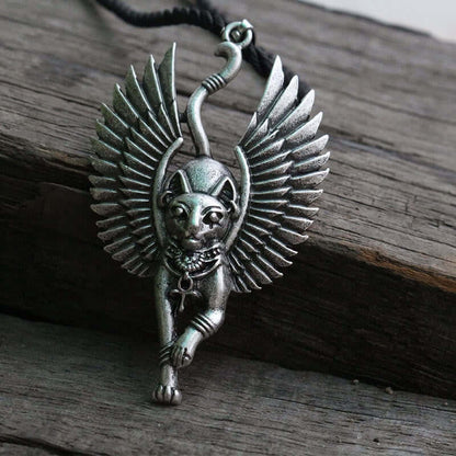 Egyptian Cat Bastet With Wings Necklace