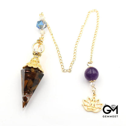 Gold-plated Hexagonal Pyramid Crystal Pendant