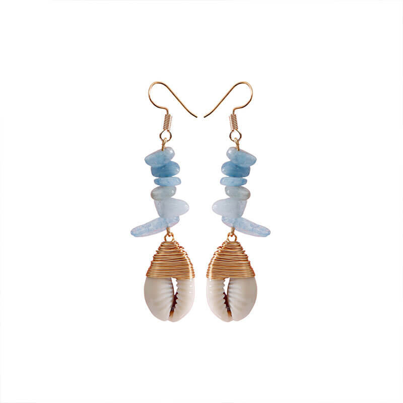 Resort Ocean Style Natural Shell Conch Earrings Haute Chic Bohemian Women's Fashion Hand-woven Earrings