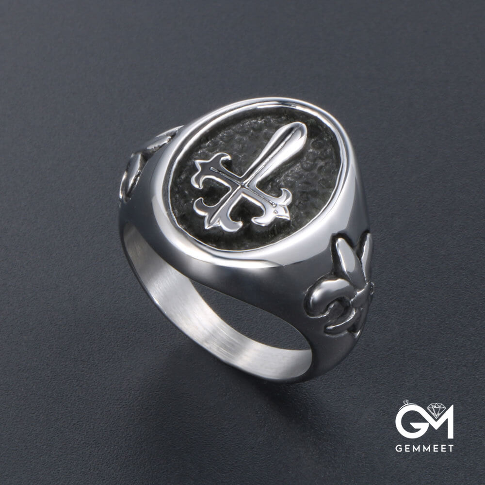 Titanium Steel Retro Cross Gothic Ring