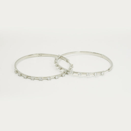 White Gold Plating Prong Set Stones Big Hoop Earrings