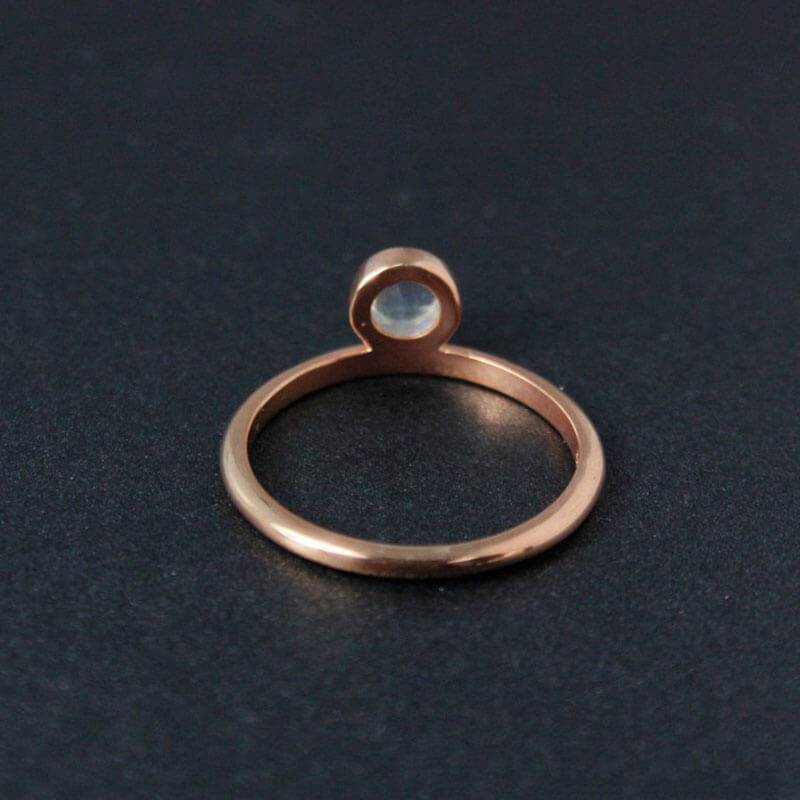 Minimalism Rose Gold Round Cut Moonstone Ring