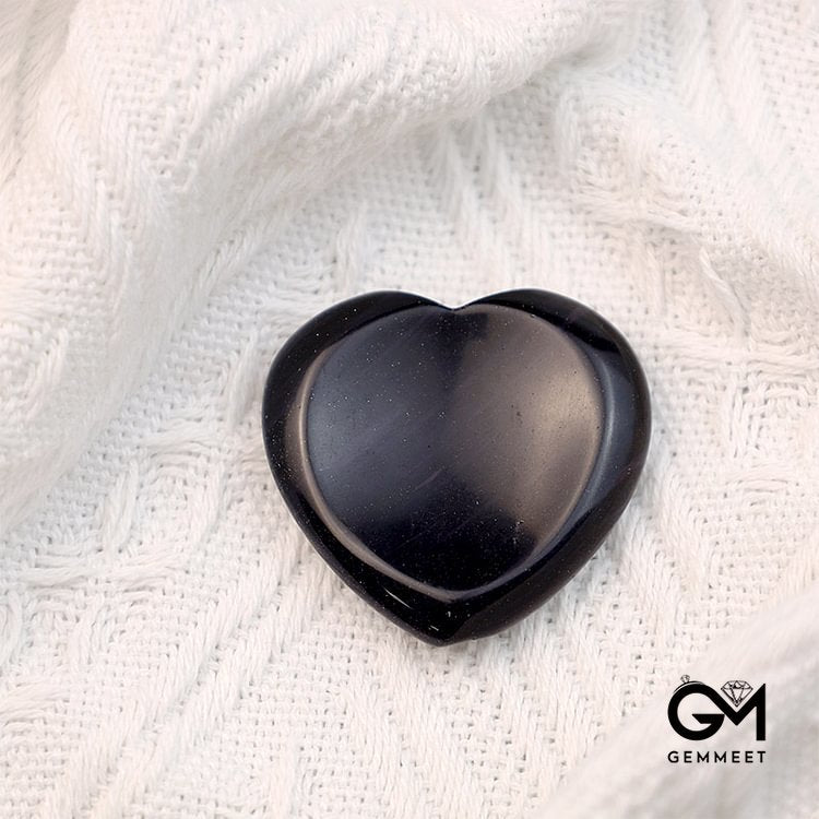 Black Obsidian Protection Heart Worry Stone