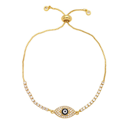 Golden Evil Eye Full Stones Tennis Bracelet