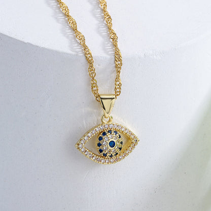 Hollow Evil Eye Full Stones Pendant Necklace