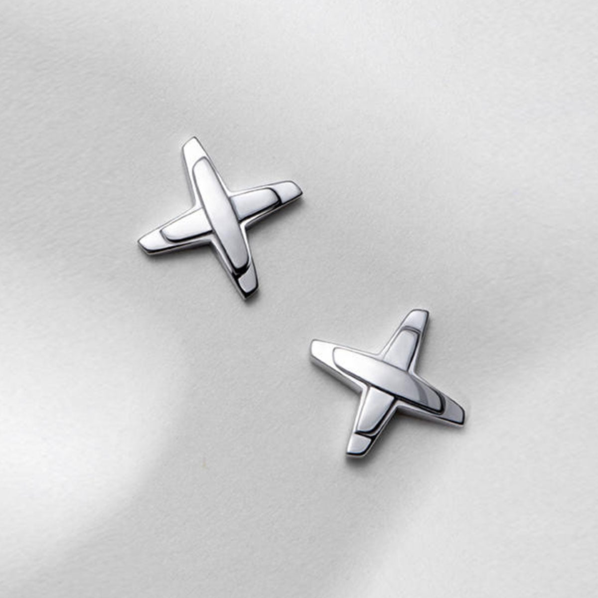 White Gold Cross Darts Stud Earrings