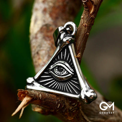 Stainless Steel Devil's Eye Triangle Pendant