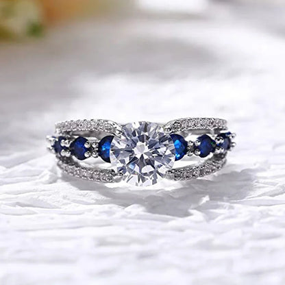 Creative Hollow Sapphire Blue Zircon Ring