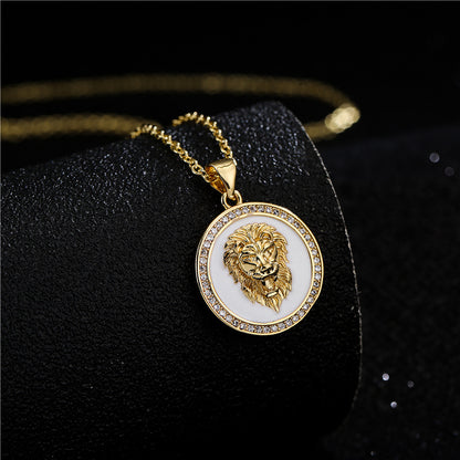 Lion Totem Disc Pendant Necklace