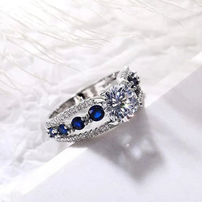 Creative Hollow Sapphire Blue Zircon Ring