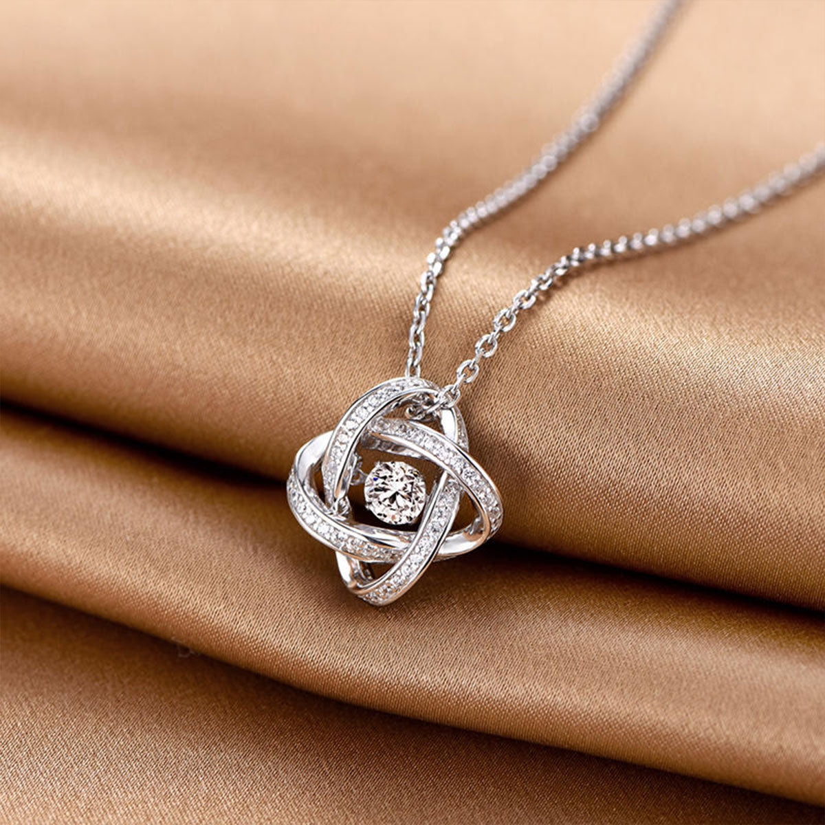 White Gold Eternal Hollow Halo Beating Pendants Chains