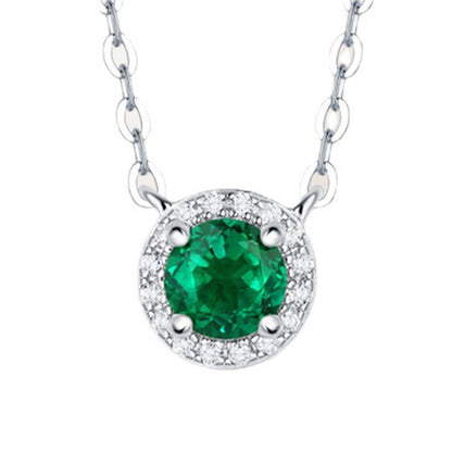 White Gold Halo Infinite Emerald Pendant Chain