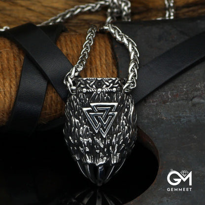 Vintage Viking Triangle Rune Bear Paw Necklace