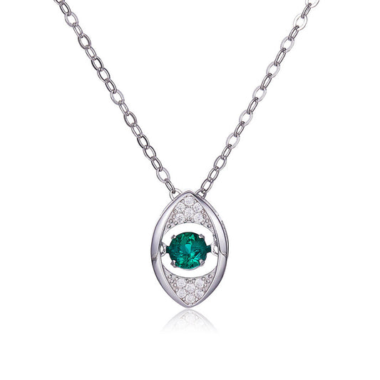 White Gold Devil Eye Full Stones Beating Emerald Chain