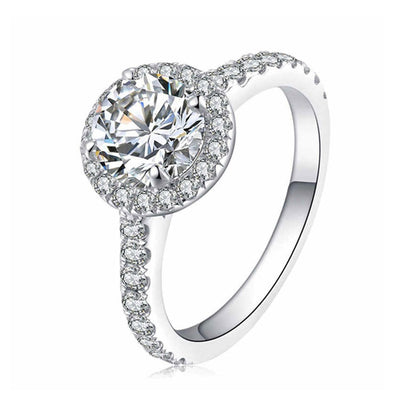 White Gold Full Stones Moissanite Halo Ring