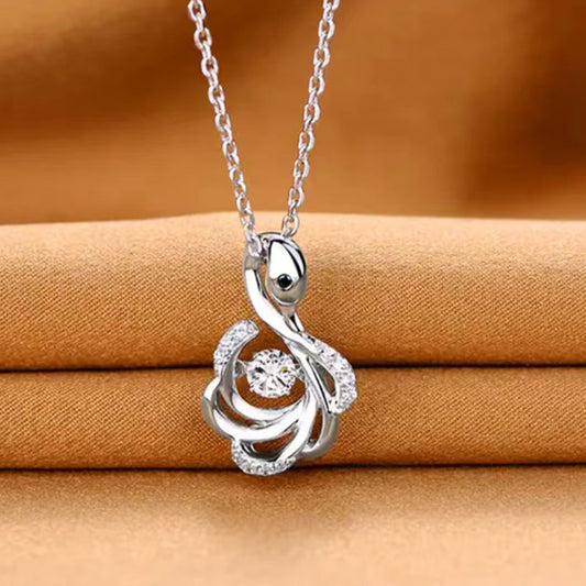 White Gold Swan Shape Beating Shinny Pendants Chains