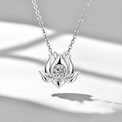 White Gold Rose Shape Bezel Setting Stone Pendants Chains