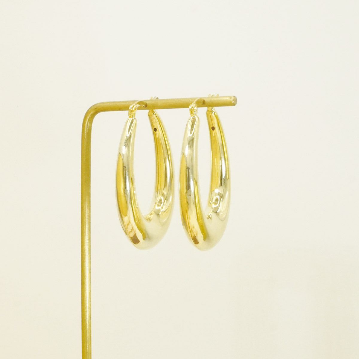 Oval Chunky Big Gold Hoop Earrings