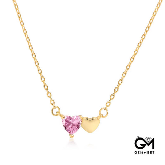 S925 Sterling Silver Pink Zircon Love Thin Necklace