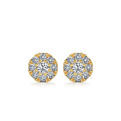 Gold Moissanite Full Stones Stud Earrings