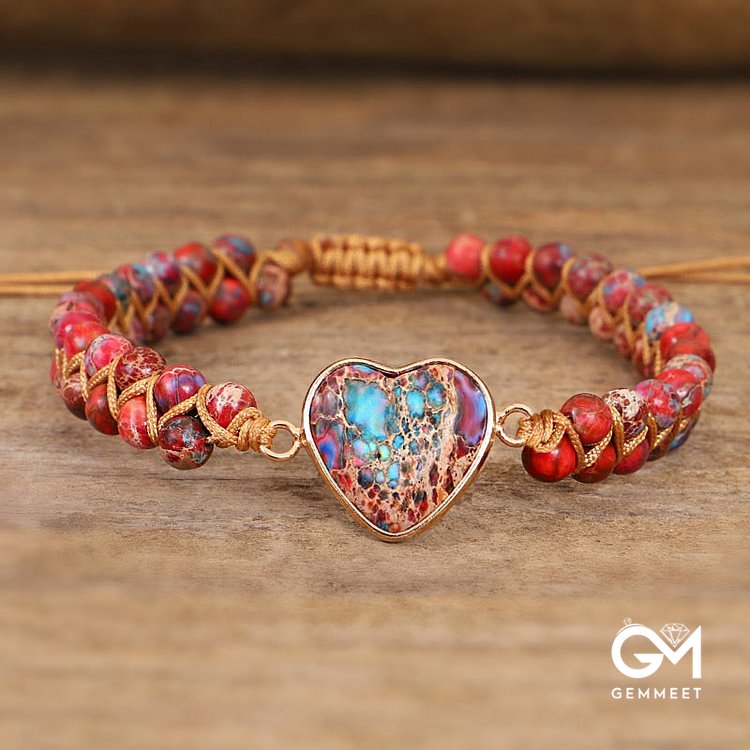 Turquoise Red Quartz Heart Bracelet