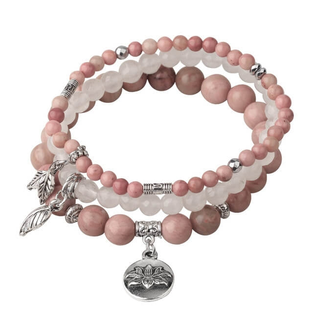 Stone Crystal Rose Three Row Bracelet