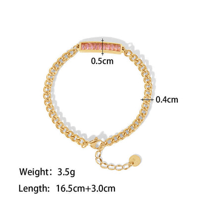 Baguette Shape Crystal Golden Rope Chain  Bracelet