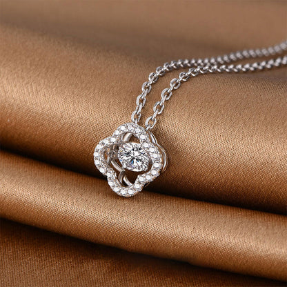 White Gold Hollow 4 Leaf Clover Beating Pendants Chains