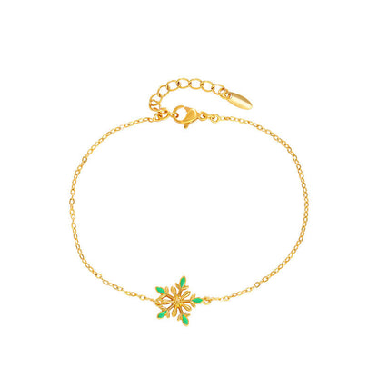 Christmas Niche Design Sense Adjustable Bracelet Colorful Enamel Snowflake Temperament Bracelet