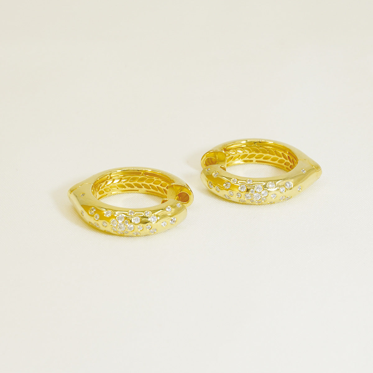 Golden Huggies Moissanite Chunky Hoop Earrings