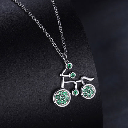 White Gold Bike Shape Mutil Emerald Chain