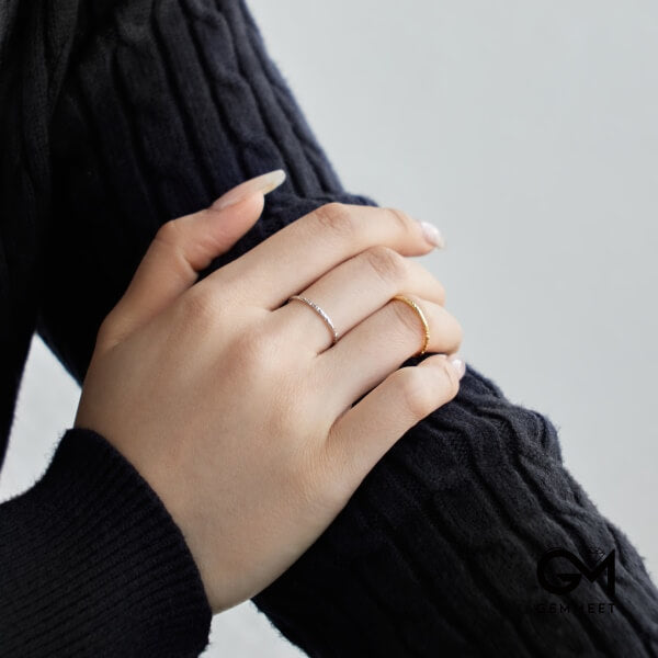 S925 Silver Simple Texture Fine Textured Ring