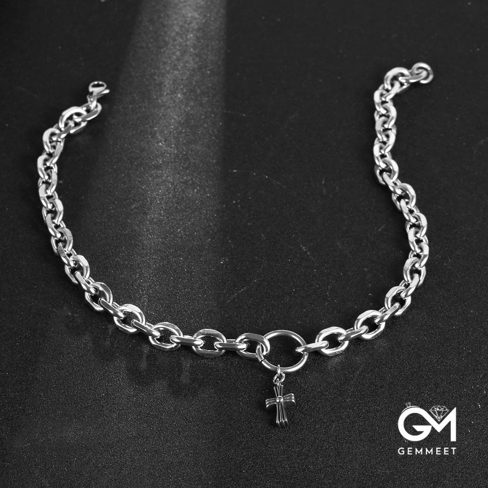 Stainless Steel Cross Bracelet Motorcycle Necklace