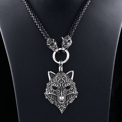 Titanium Steel Punk Viking Wolf Pendant