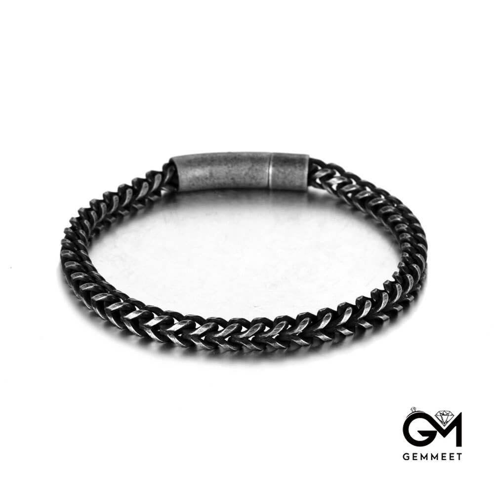 Vintage Stainless Steel Hip Hop Round Abrasive Bracelet