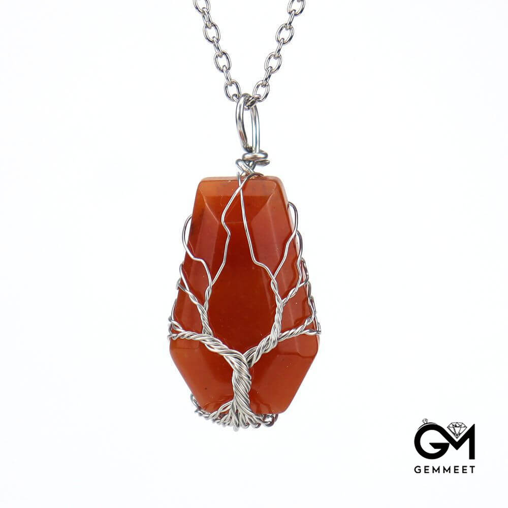 Octahedral  Crystal Wealth Tree Necklace