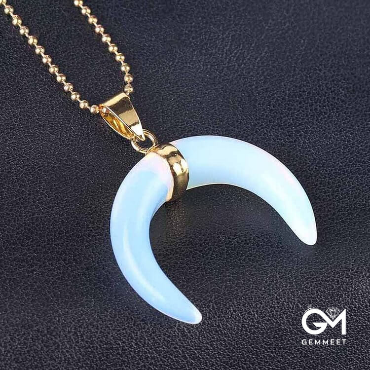 Stone Crescent Moon Necklace