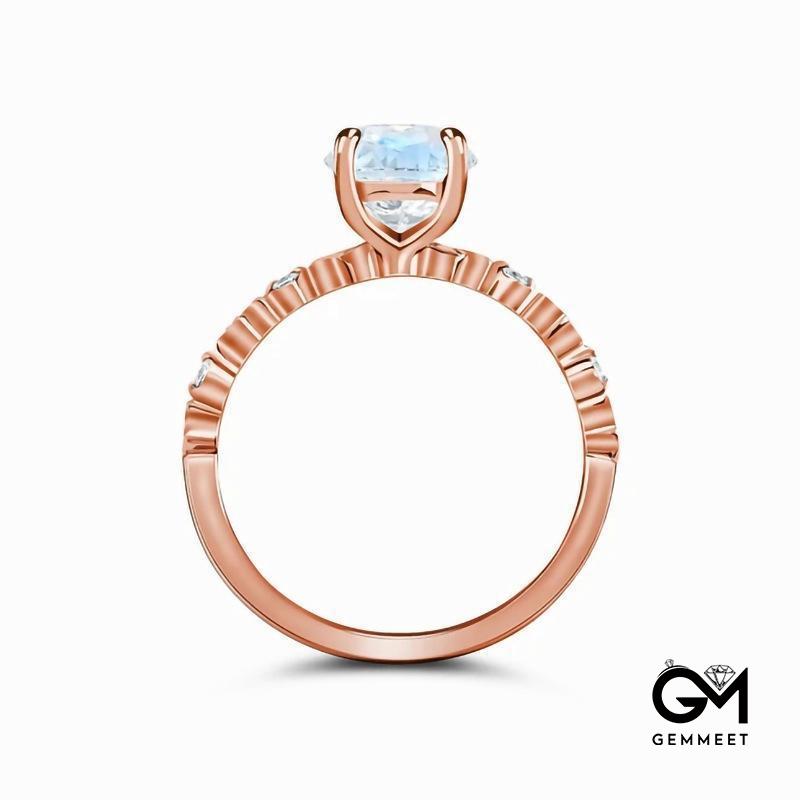 Round Moonstone Rose Gold Ring