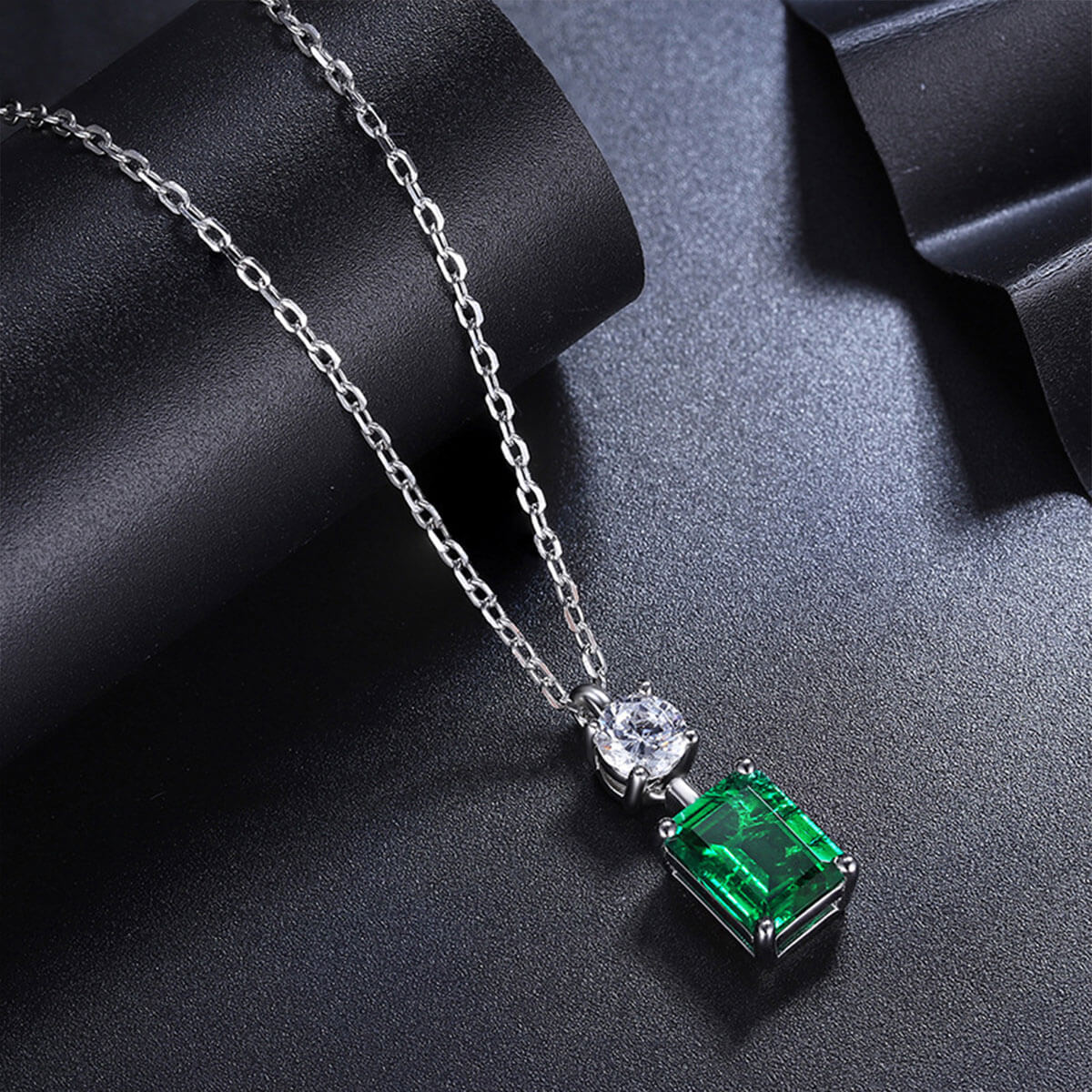 Bottle Shape Rectangle Emerald Chain