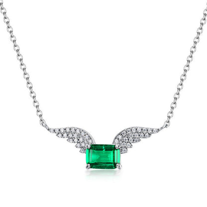 White Gold Fly Wing Emerald Full Stones Chain