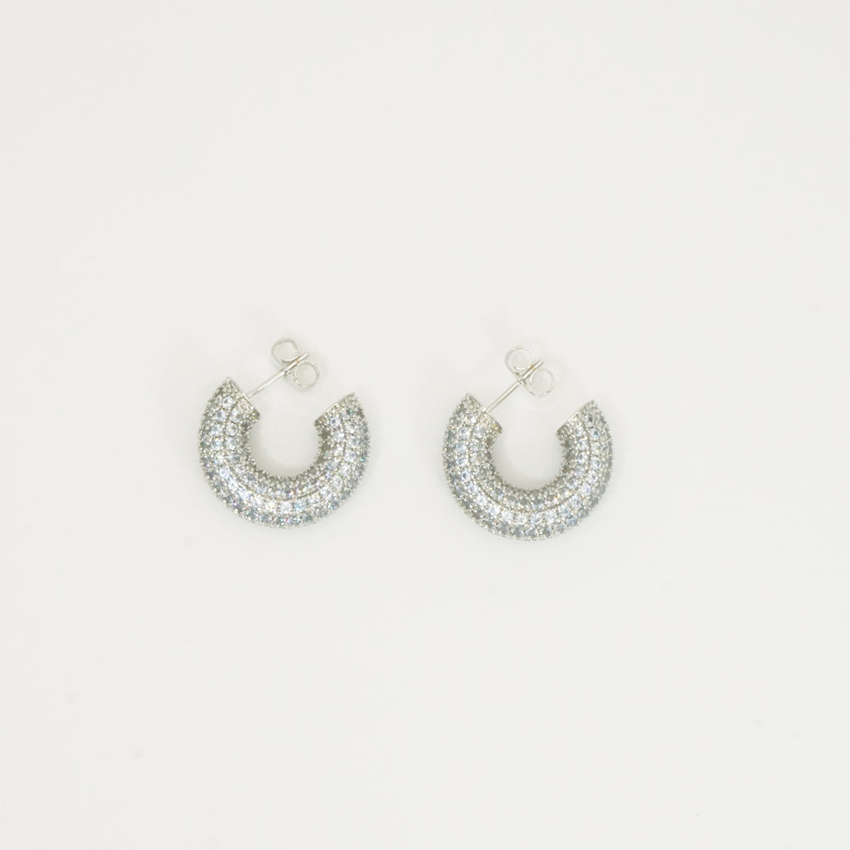 White Gold Full Stones Cameron Small Hoop Earrings