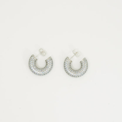 White Gold Full Stones Cameron Small Hoop Earrings