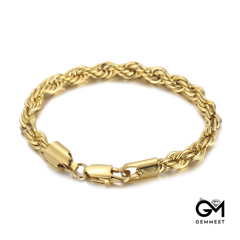 Titanium Steel Gold Double Color Twist Bracelet