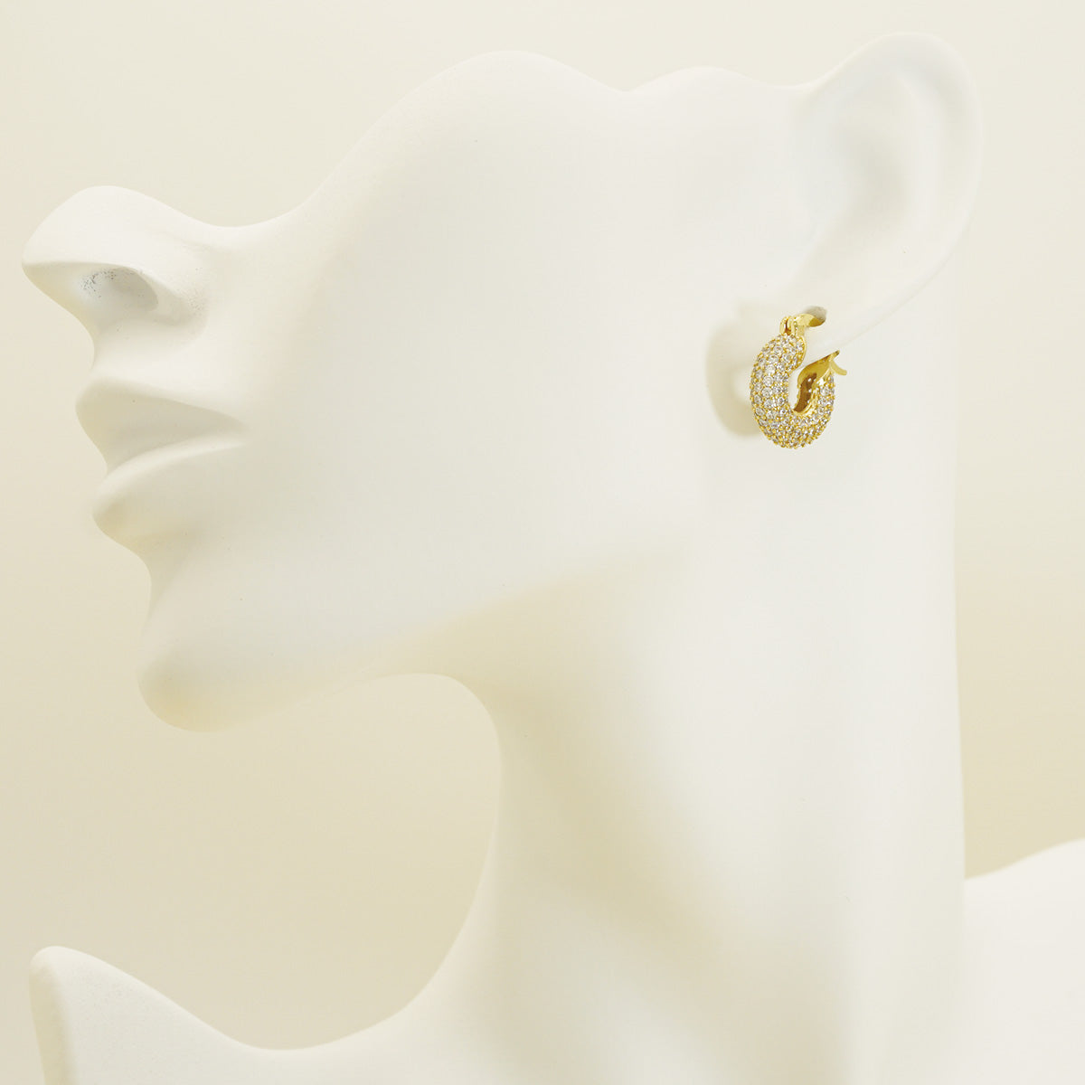 Full Stones Gold Chunky Hoops Earrings