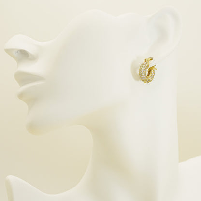 Full Stones Gold Chunky Hoops Earrings