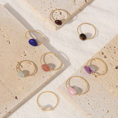 Natural Stone Irregular Crystal Ring Set