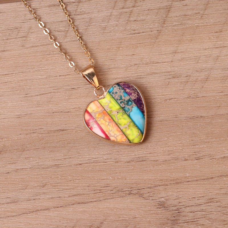 7 Chakra Heart Pendant Necklace