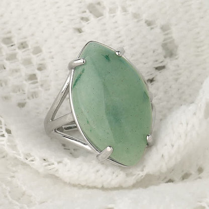 Color Stone Olive Shape Adjustable Ring