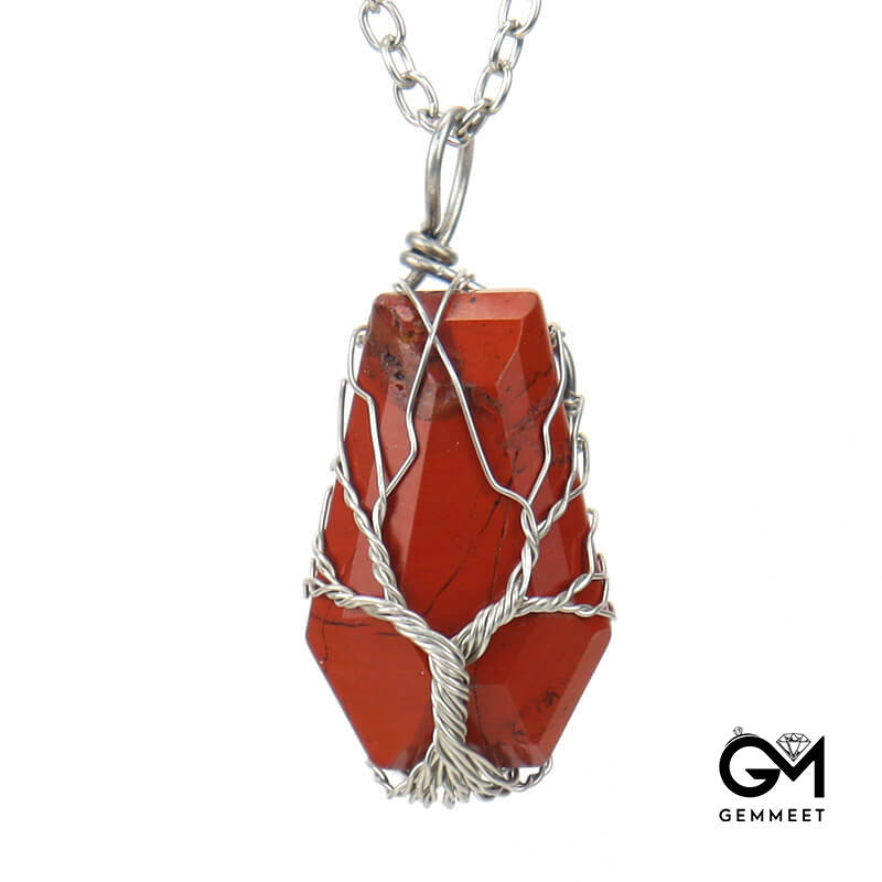 Octahedral  Crystal Tree of Life Necklace