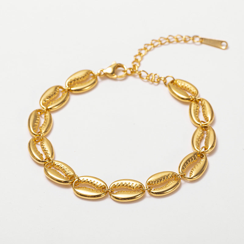 Shell Shape Golden Plated Chain Bracelet